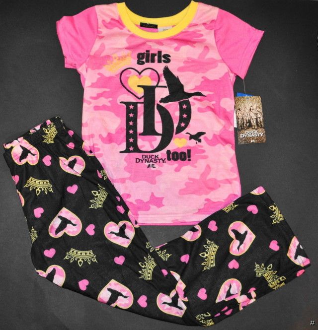 NEW GIRLS DUCK DYNASTY PAJAMAS SIZE 10/12 14/16 M L XL CAMO PINK LOVE