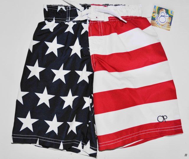 NEW KIDS BOYS AMERICAN FLAG USA SWIM TRUNKS BOARD SHORTS PATRIOTIC STAR