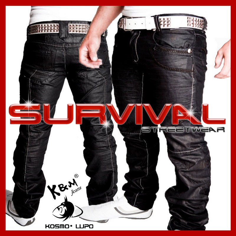 NEW-MENS-KOSMO-LUPO-DESIGNER-BLACK-JEANS-K-M-SZ-30