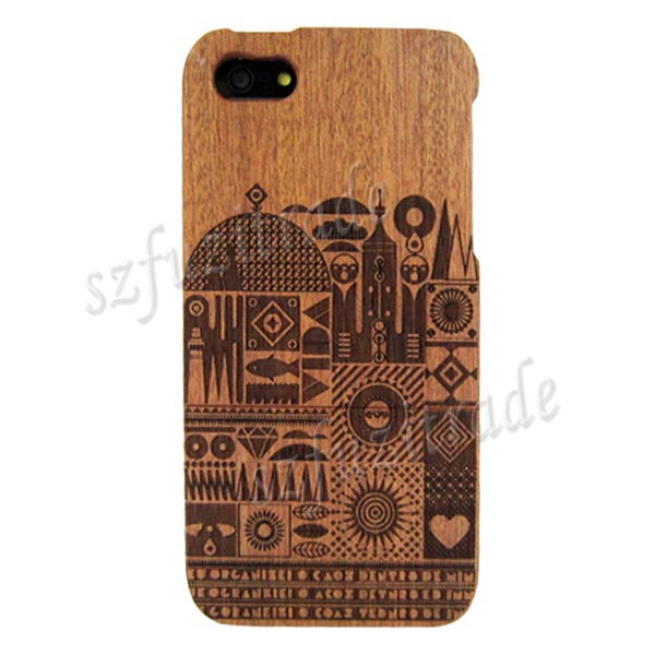 100% Real Natural Wood Wooden Bamboo Carved Hard Case Cover For Apple iPhone 5C - Picture 7 of 8