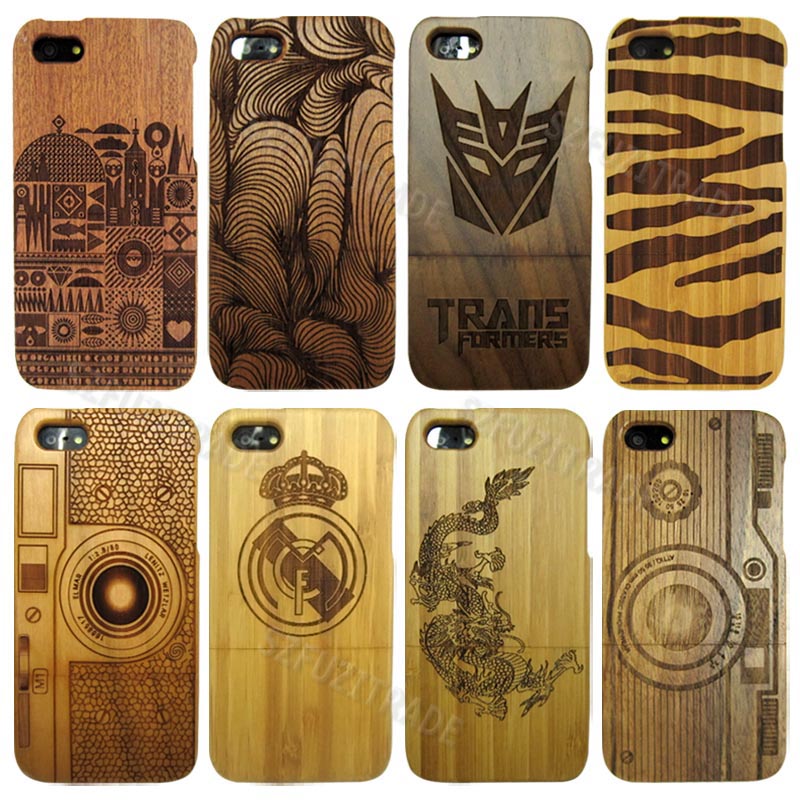 100% Real Natural Wood Wooden Bamboo Carved Hard Case Cover For Apple iPhone 5C