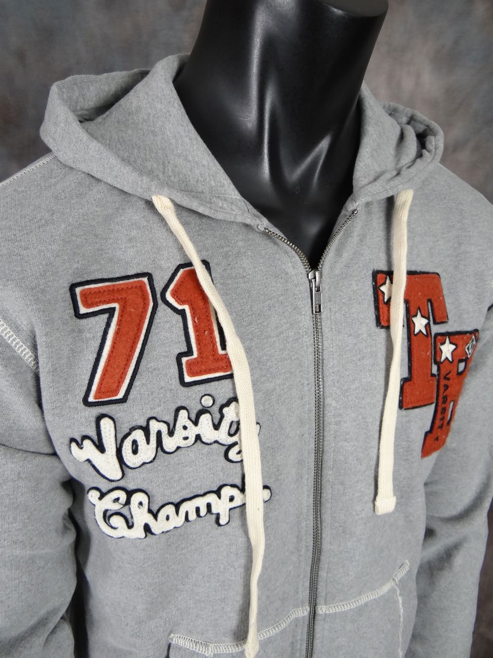 Mens True Religion VARSITY CHAMPS ZipUp Jacket Hoodie in Grey