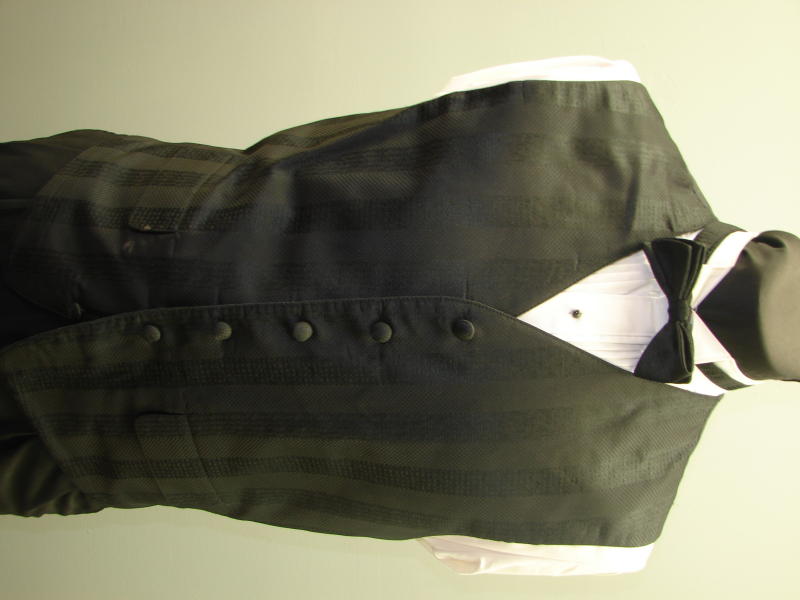 MENS BLACK  FULL BACK DESIGNER TUXEDO VEST / BOW  XL