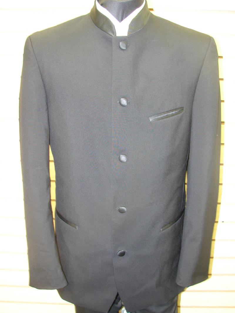 MENS 50 R  BLACK DESIGNER MANDARIN COLLAR TUX JACKET