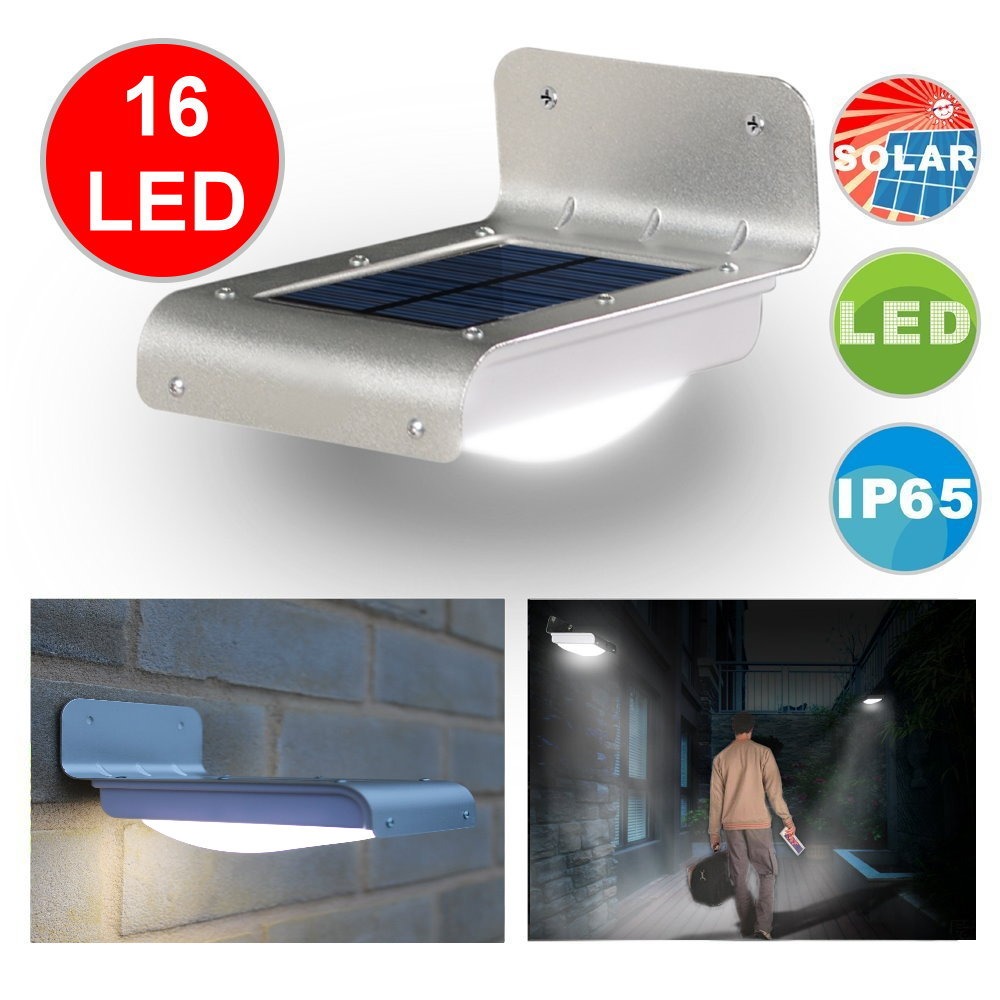 2xBright PIR LED Solar Outdoor Waterproof Motion Sensor Gutter Wall