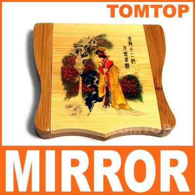 Mini Color Painting Bamboo Lady Glass Pocket Mirror AU