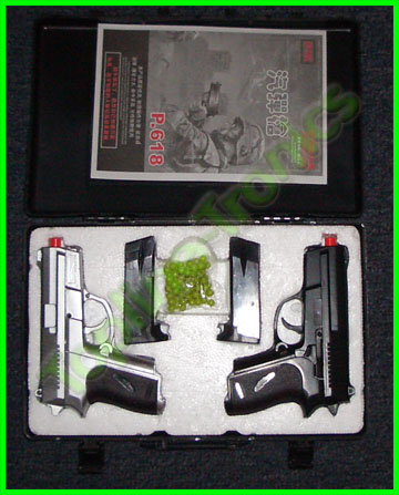 2 LOT Airsoft Guns W/ Case Paintball Hand Gun Pistol