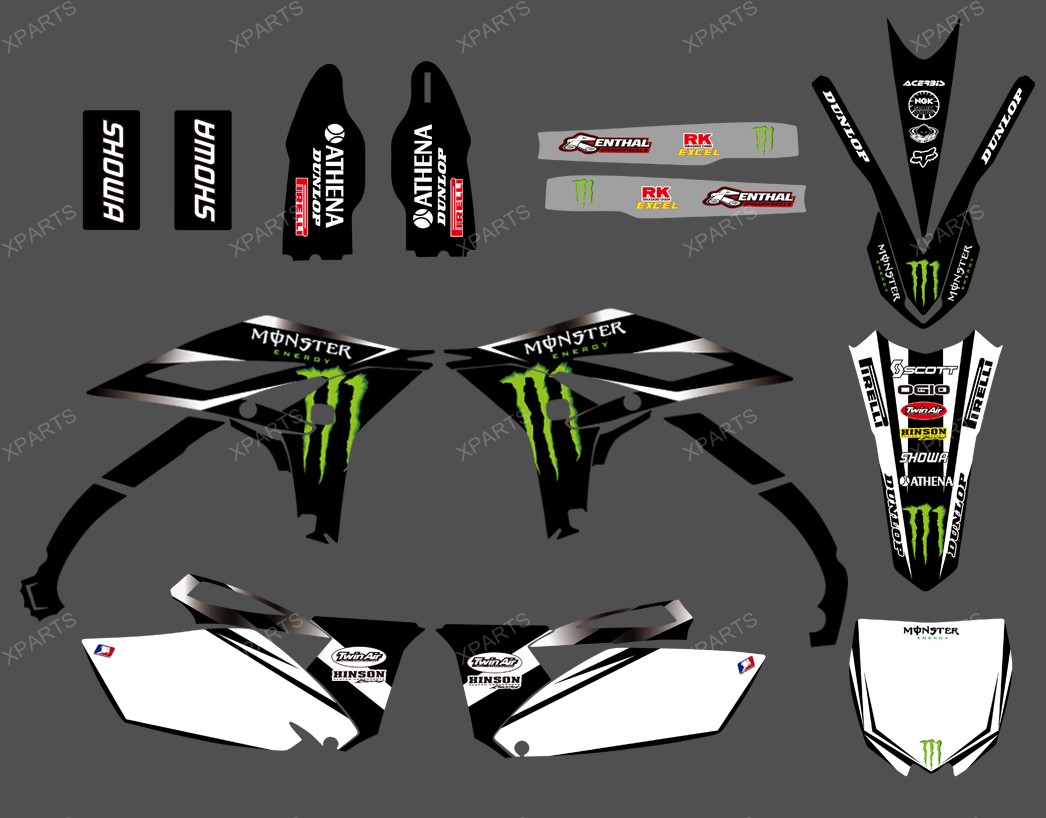 MONSTER ENERGY TEAM GRAPHICS DECALS FOR YAMAHA YZ250F YZF250 2010 2011