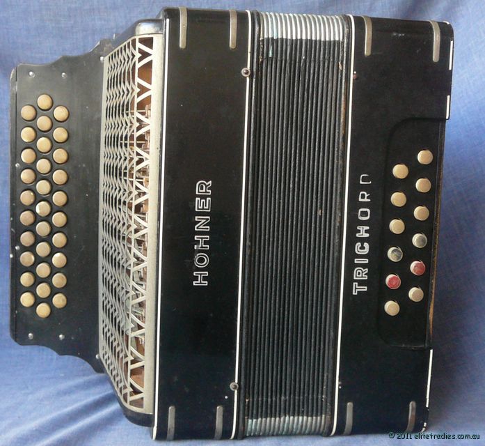 Vintage Hohner Trichord Button Accordion, Steel Reeds eBay