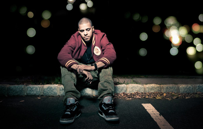 J. Cole wearing Air Jordan I 1 Retro High OG Black Grey