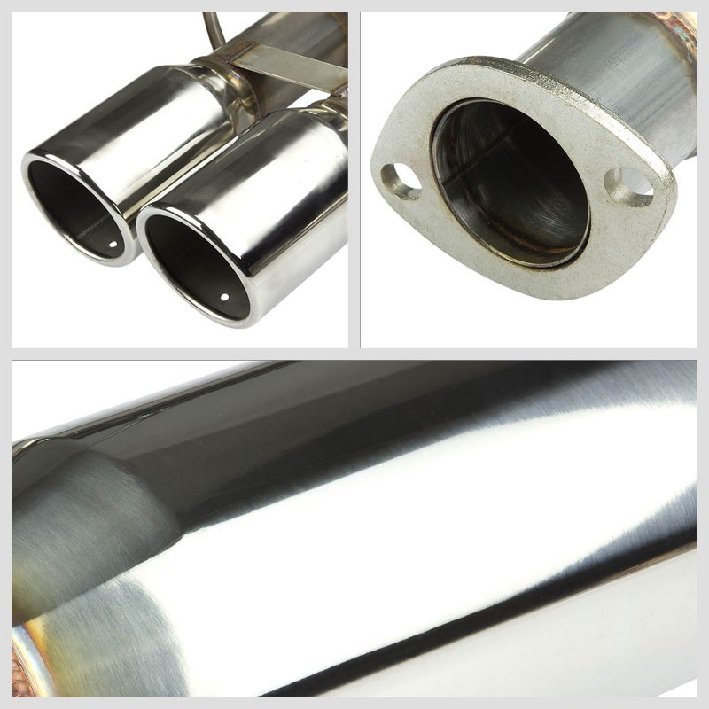3/" Dual Roll Muffler Tip Exhaust Catback System For 05-09 Kia Spectra 4-DR 2.0L