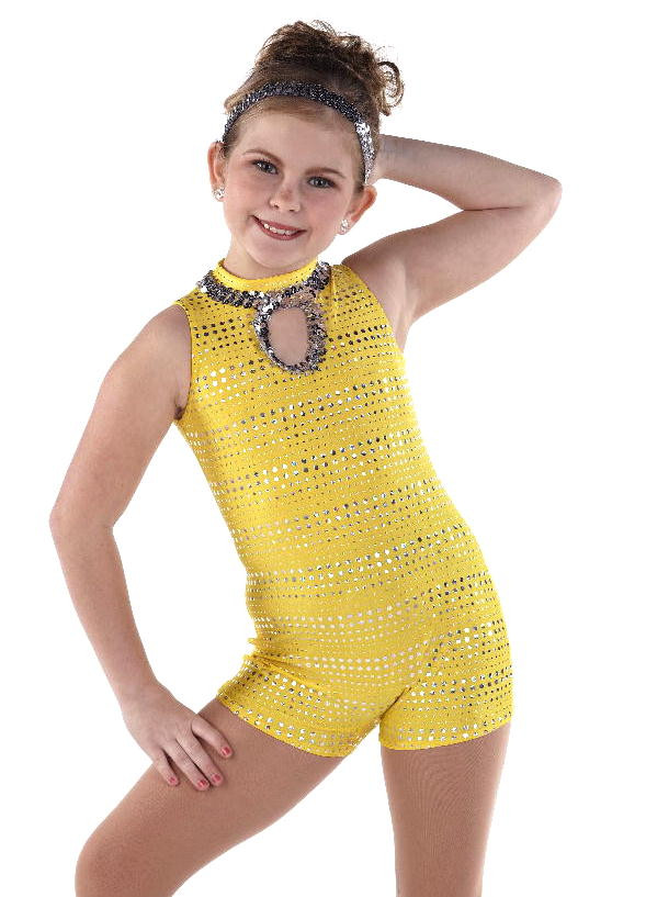 COLOR YOUR WORLD Yellow Gymnastic Acro Tap BIKETARD Dance Costume Child