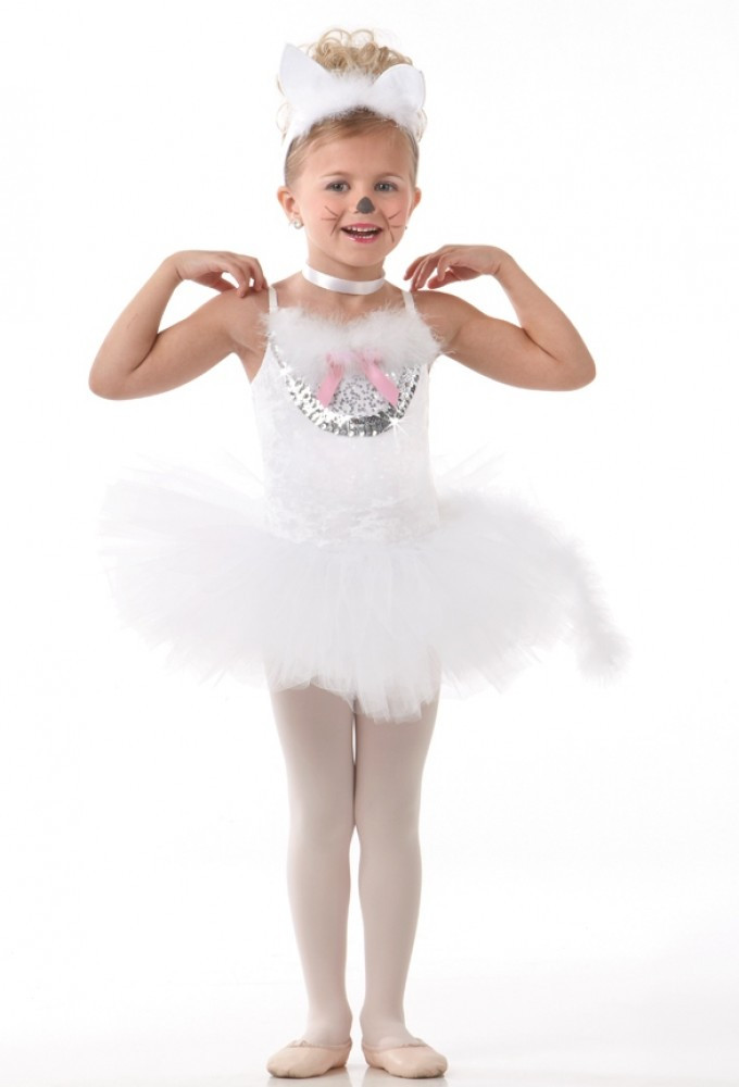 Animal Crackers Dance Costume White CAT Ballet Tutu SOME w/Ears & Tail
