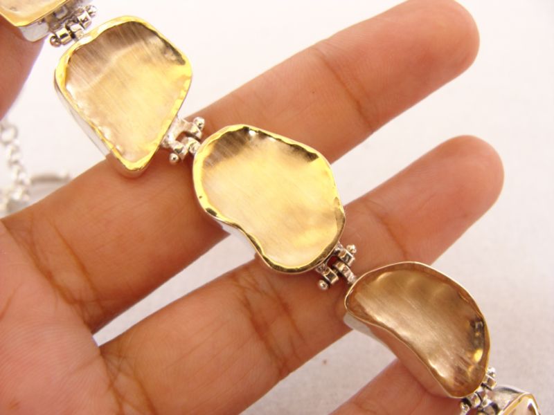 14K GOLD STERLING SILVER HINGED BRACELET JEWELRY