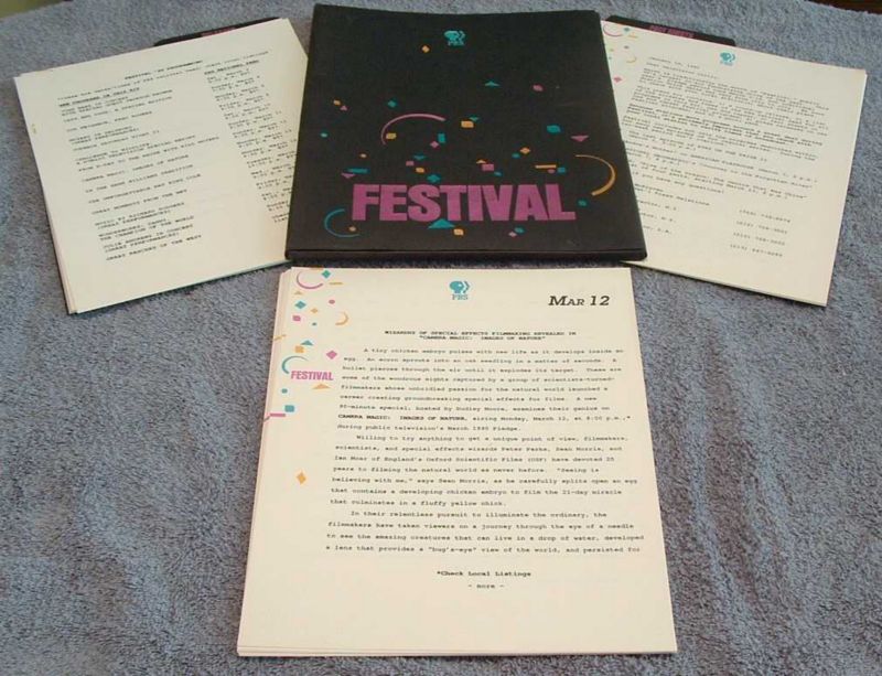 1990 *FESTIVAL PBS TELEVISION PROGRAMMING PRESS KIT* ch