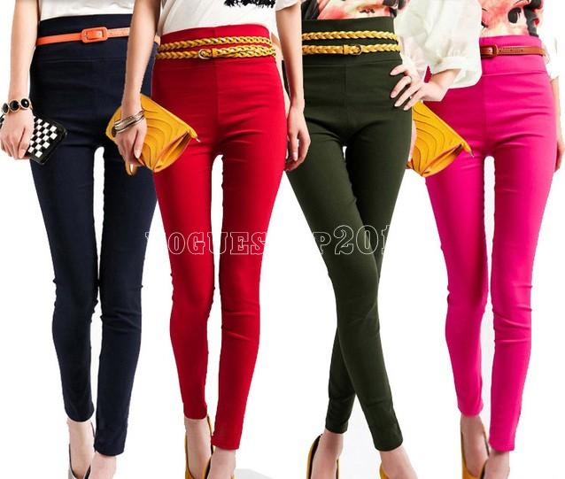 Hot-Women-039-s-High-Waist-Stretchy-Skinny-Leggings-Pencil-Pants-Trousers-Free-Ship
