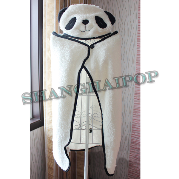 Panda Blanket Cloak Cape Fleece Warm Ponchos Hoodie Hood Snuggle Couch Wrap New