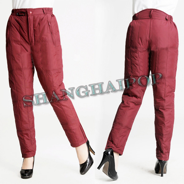 Down Quilted Trousers Men Women Winter Warm Padded Pants Thermal