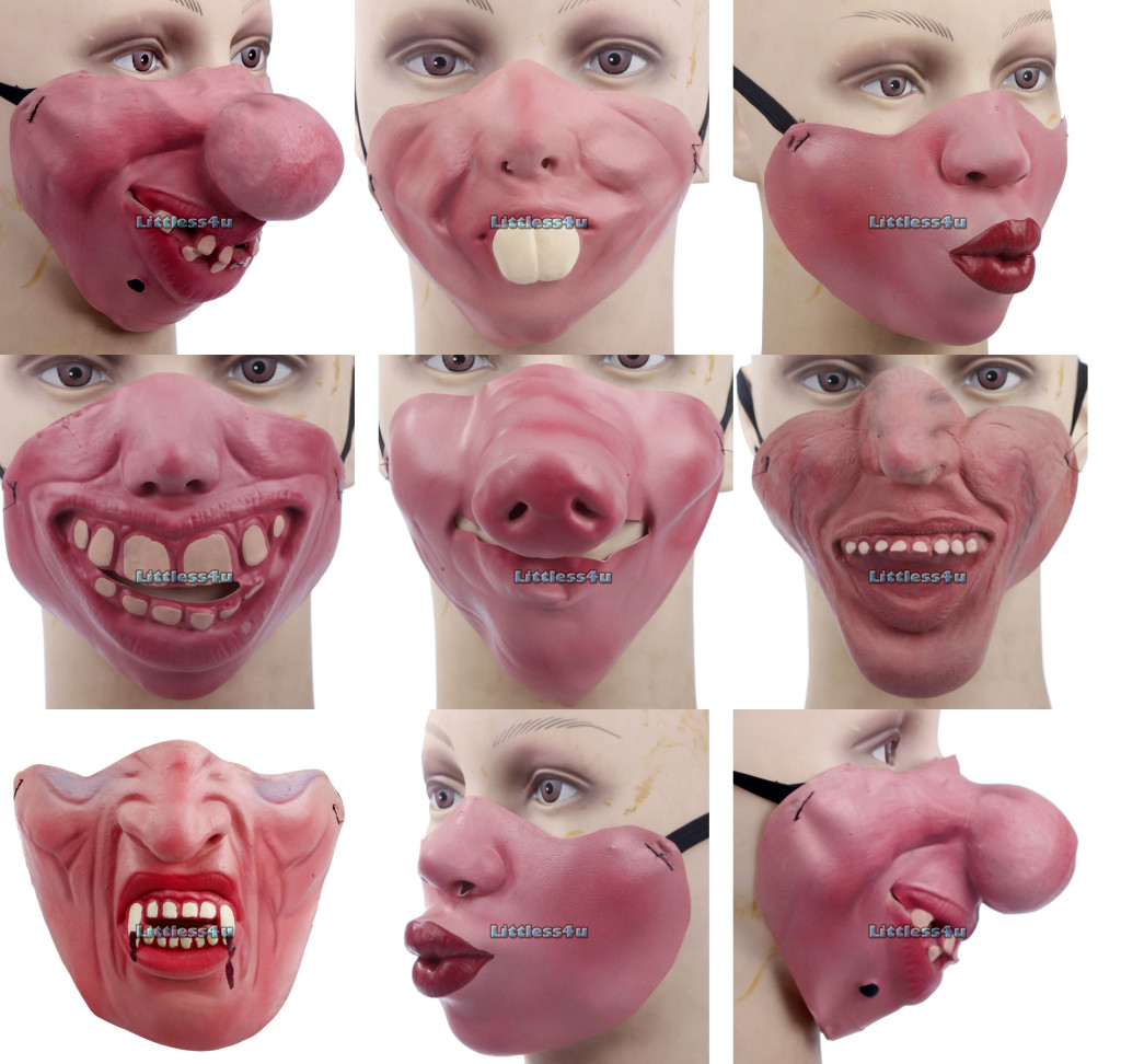 Funny Half Face Latex Masks Party Fancy Dress Halloween Joke Buck Teeth Goofy