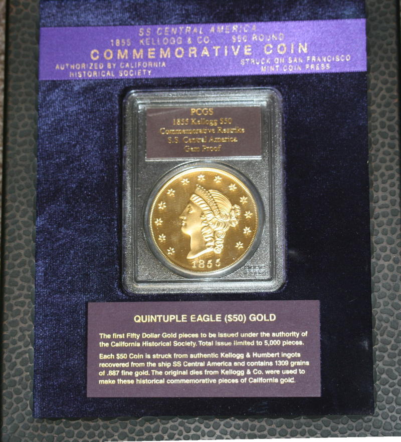 1855 KELLOGG & COMPANY $50 RESTRIKE 2.50 Oz. Pure G0LD!