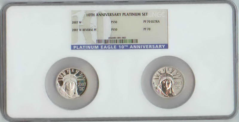 2007 W 10th ANNIVERSARY PLATINUM SET PROOF NGC PF 70!