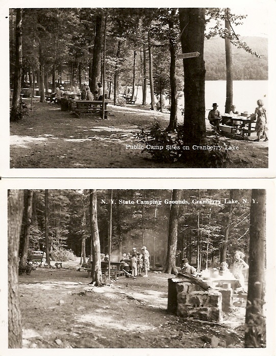 (2) New York ~  State Camping Grounds CRANBERRY LAKE - KODAK Stamp Box RPPC Real Photo Postcard