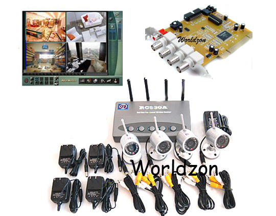 WIRELESS 4 Camera Motion DVR Security System NIGHT IR