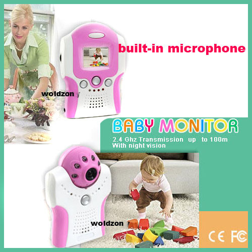 Night Vision Video Audio Baby Monitor - 3 Channel -Pink
