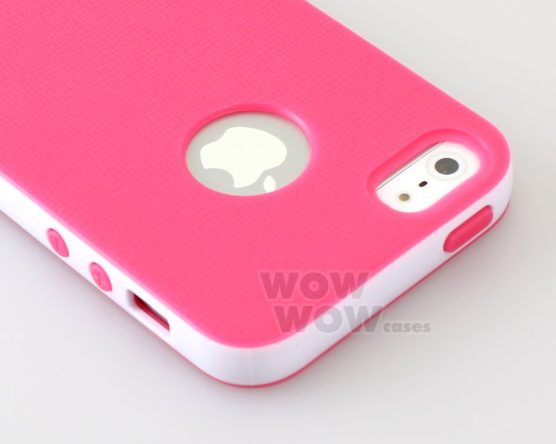 Pink And White Hybrid TPU Bumper Matte Rubber Soft Cover Case For