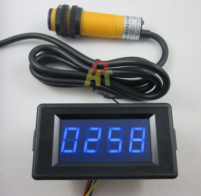 24V 4Digit Blue LED Counter Meter+Infrared proximity switch