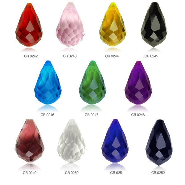 10pcs Teardrop Faceted Crystal Glass Beads 11Colors Choose 12x8mm