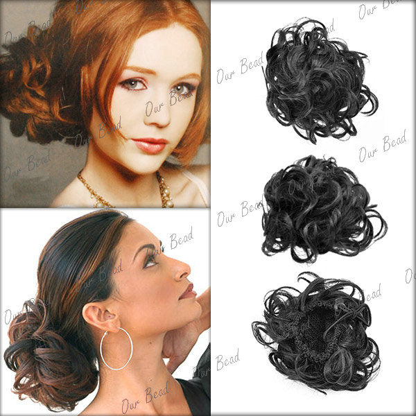 Women Lady Clipon Dish Hair Bun Tray Ponytail Extension Hairpiece Wig