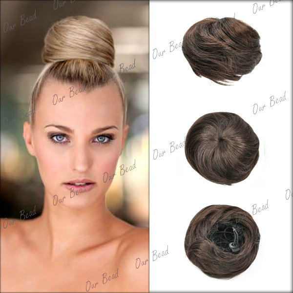 Women Lady Clipon Dish Hair Bun Tray Ponytail Extension Hairpiece Wig
