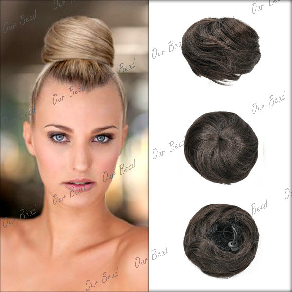 Women Lady Clipon Dish Hair Bun Tray Ponytail Extension Hairpiece Wig