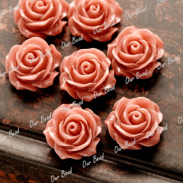 Vintage Flatbacks Cabochon Rose Flower Resin Lucite Cameo Lots Choose 14.5x8mm - Picture 15 of 27