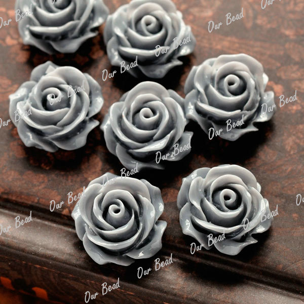 Vintage Flatbacks Cabochon Rose Flower Resin Lucite Cameo Lots Choose 14.5x8mm - Picture 19 of 27