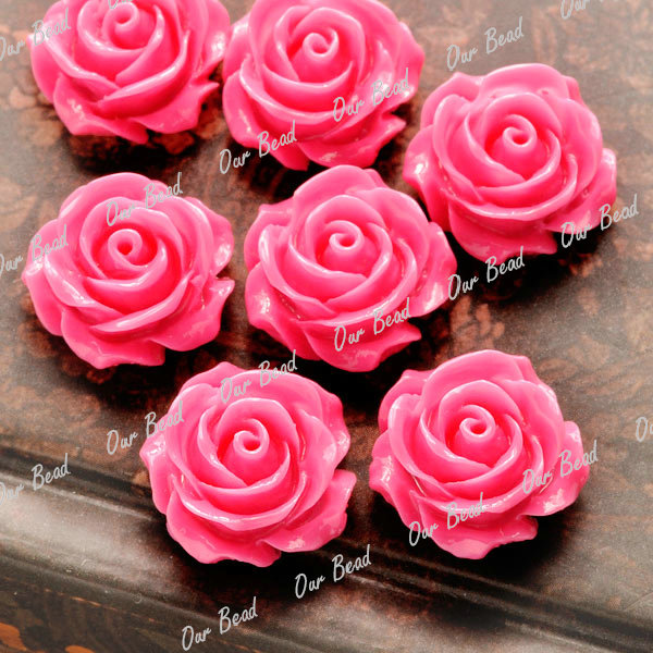 Vintage Flatbacks Cabochon Rose Flower Resin Lucite Cameo Lots Choose 14.5x8mm - Picture 11 of 27