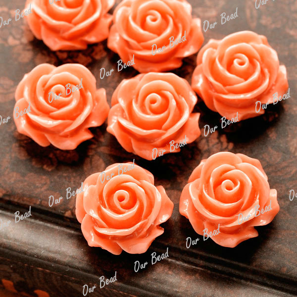 Vintage Flatbacks Cabochon Rose Flower Resin Lucite Cameo Lots Choose 14.5x8mm - Picture 12 of 27