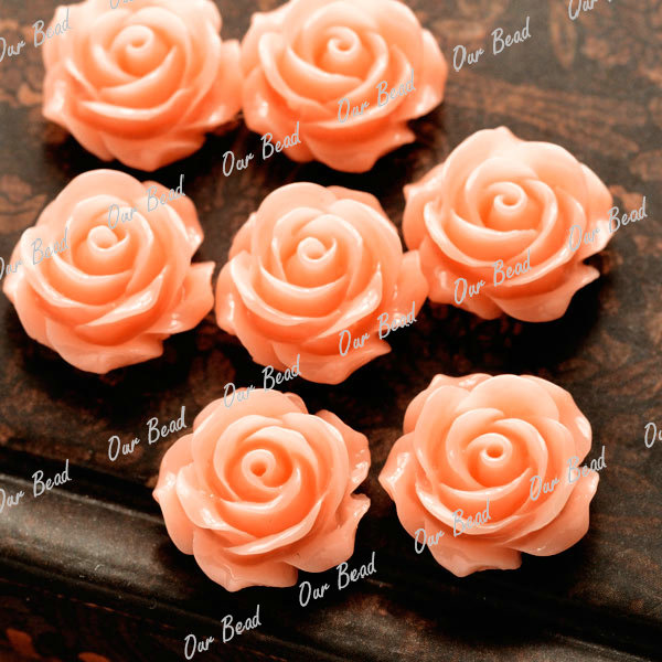 Vintage Flatbacks Cabochon Rose Flower Resin Lucite Cameo Lots Choose 14.5x8mm - Picture 13 of 27