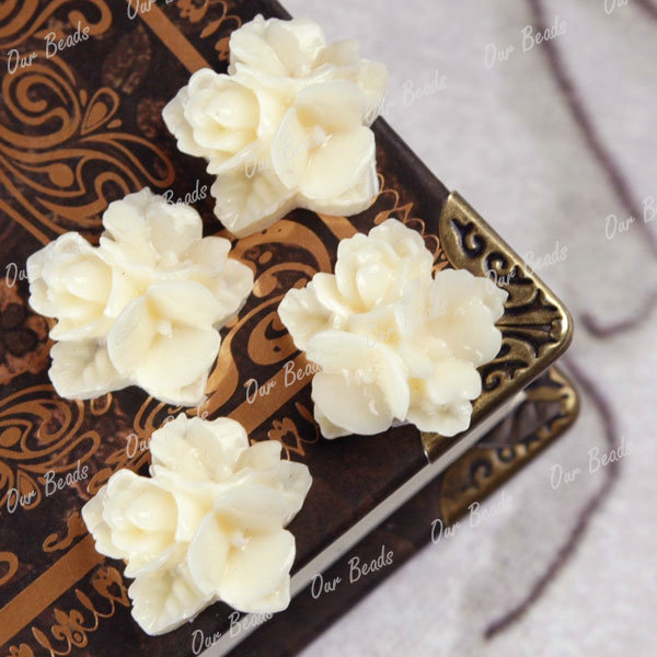 6-PCS-Ivory-White-Resin-Flower-Cabochons-Beads-RB0548-1