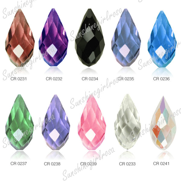 10pcs loose Faceted Teardrop Top Crystal Beads Drop Findings 12x6mm