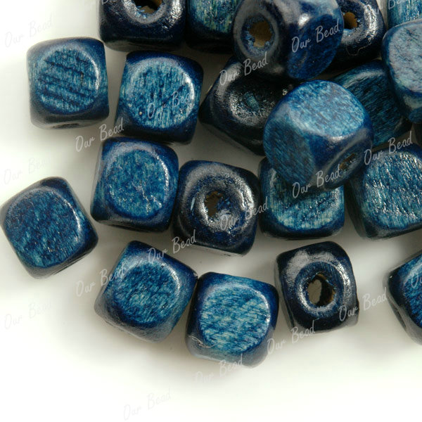 30g Green Wooden Blue Beads 6x6mm WB0075 FREE SHIP