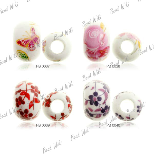 15 Loose Porcelain Ceramic Round Flower Animal White Charm Spacer Bead Choose PB