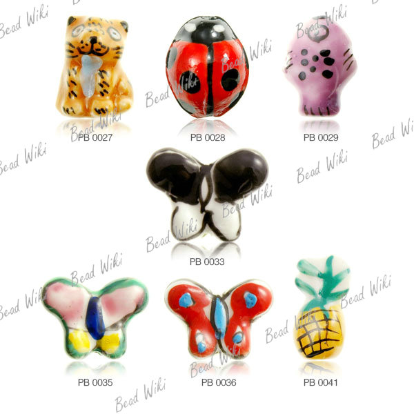 10 Loose Porcelain Ceramic Animal Butterfly Tiger Fish Charm Spacer Bead PB
