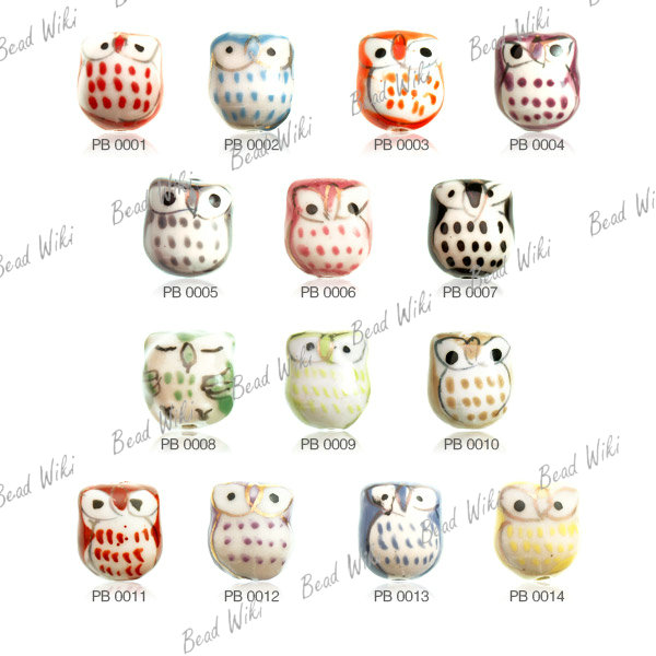 10 Loose Porcelain Ceramic Animal Bird Owl Charm Spacer Bead Choose PB