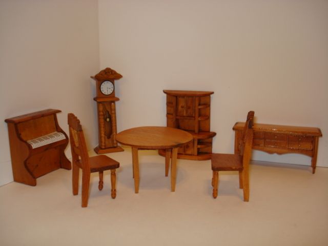 Miniature Doll House Wood Furniture 11PC