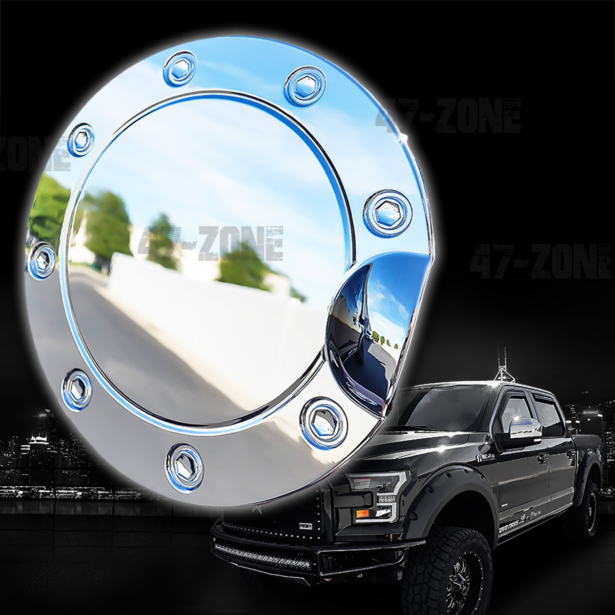 2009-14 FORD F150 F-150 Triple ABS Chrome Fuel Gas Door Cover Trim Overlay Caps