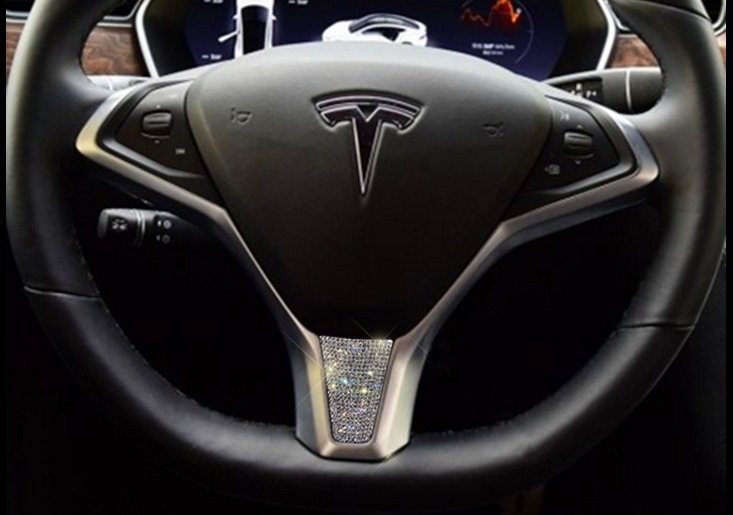 Rhinestone Diamond Steering Wheel Decoration Decal Sticker For Tesla Model S X