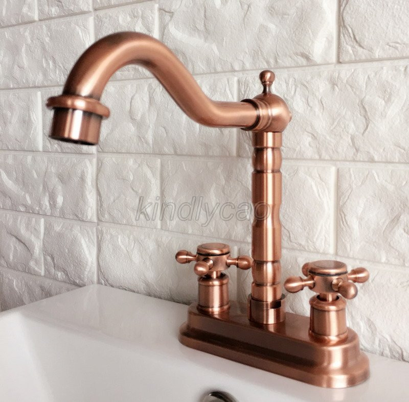 Antique Red Copper Widespread 3 Hole Bathroom Basin Faucet Mixer Tap Krg036 Antique Red Copper Widespread 3 Hole Bathroom Basin Faucet Mixer Tap Krg036