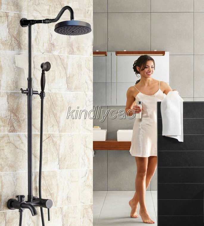 Gold Brass Wall Mount Bathroom Tub Faucet Mixer Tap W//Hand Shower Set Ktf401
